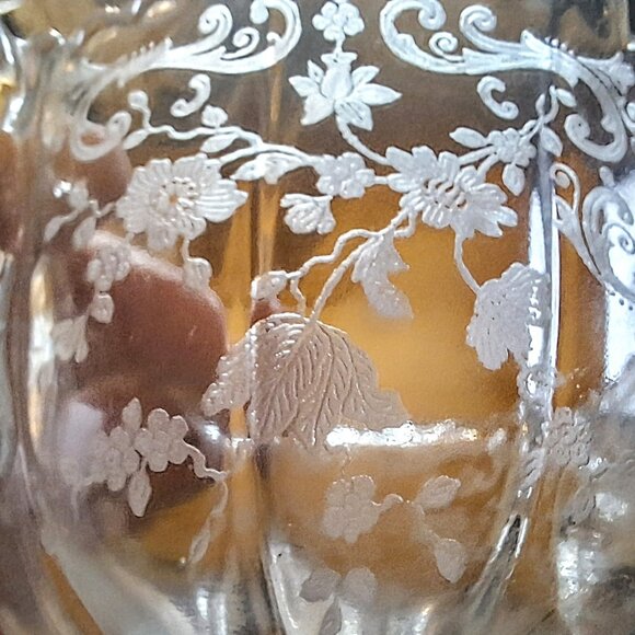 Depression Glass Chantilly Sugar & Creamer with Sterling Base by Cambridge - Picture 8 of 10